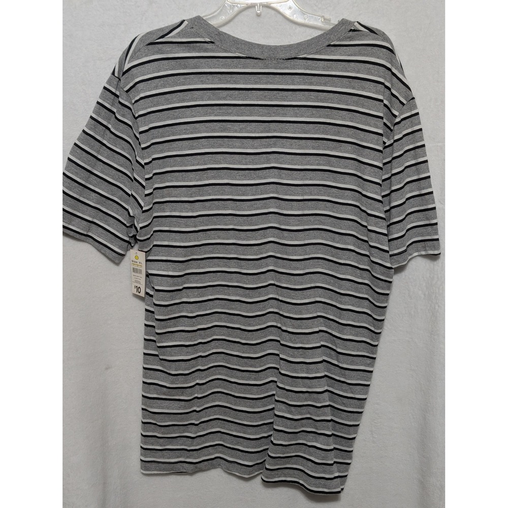 Mission Ridge Mens XL Striped Short Sleev Crew Neck T-Shirt Gray Black White New - Picture 4 of 4